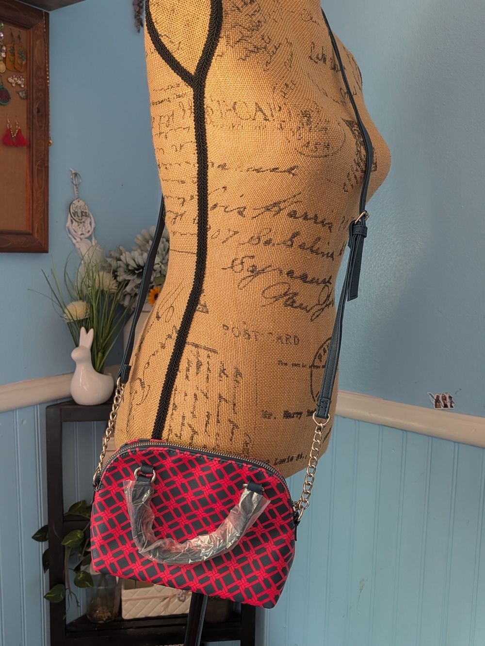 Brand New-Dabney Lee Red and Black Plaid Shoulder Crossbody Bag